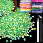 1500pcs 6mm Resin Rhinestones Bulk, Transparent Grass Green AB Flatback Round by BELLEBOOST