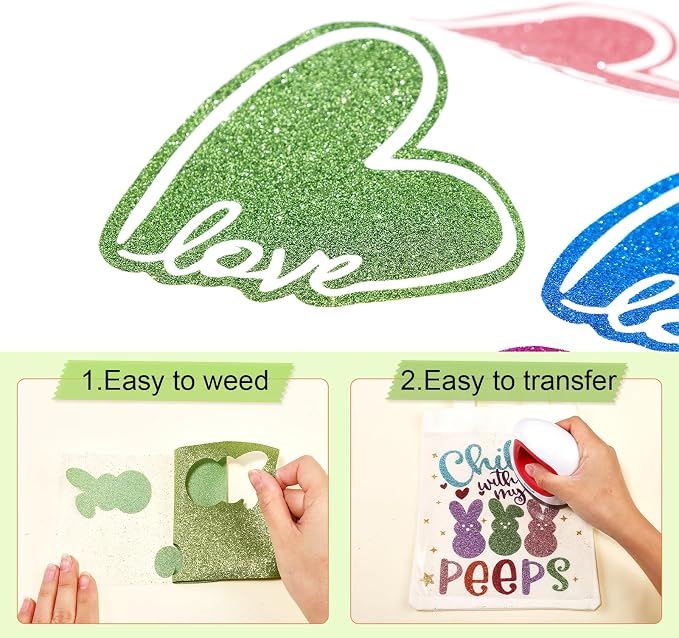 Tintnut Light Green Glitter Heat Transfer Vinyl Roll, easy cut & weed, stretch - Image 3