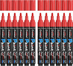 Overseas 12 Pack Red Acrylic Paint Pens Permanent Markers, Medium Tip | by Overseas