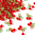 Tyqour 30 Pcs Red Cherry Charms Bulk 3D Mini Glass Fruit Charms by Tyqour