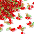 Tyqour 30 Pcs Red Cherry Charms Bulk 3D Mini Glass Fruit Charms by Tyqour