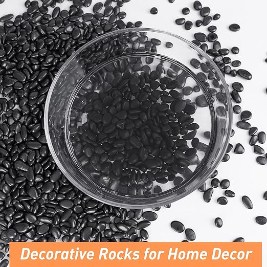 Pulovin 2.5 lbs Black Pebbles for Indoor Plants, 3/8" Plant Rocks for Pots - Image 4