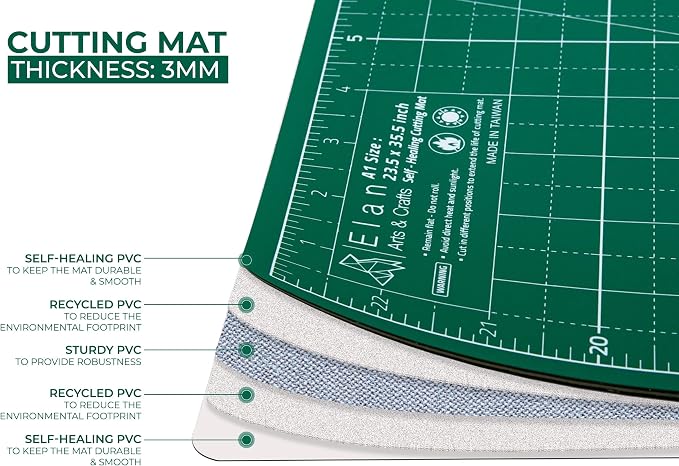 Elan Cutting Mat A0 Green, Extra Large Self Healing Cutting Mat 36 x 48 Inch - Image 3