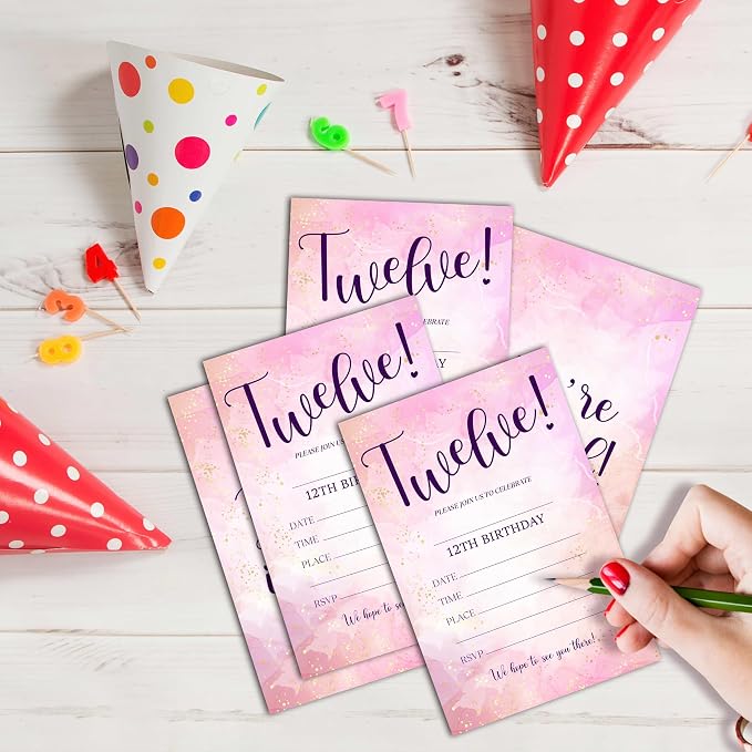 Pink Lover Birthday Invitations, 25 Double-Sided Invitation Cards - Image 3