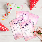 Pink Lover Birthday Invitations, 25 Double-Sided Invitation Cards - Image 3