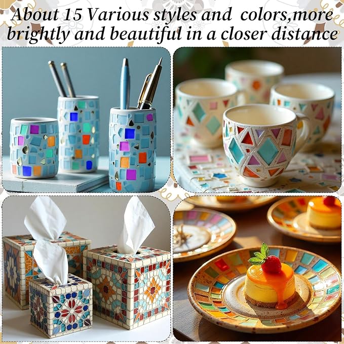 3200 Pcs Colorful Irregular Crystal Mosaic Tiles, 6.6lb Tiny Mosaic Tile DIY - Image 5