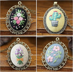 ZOCONE 4 Packs Embroidery Necklace Kits, Embroidery Pendant Kit Mini Cross - Image 6