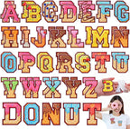 WILLBOND 52 Pcs Donut Alphabet Patches 2.8 Inch Self Adhesive Letter Patches by Willbond+Technology+Limited