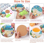 ijbnhd 8 Pack Diamond Art Coasters Kits Ocean | Diamond Painting Coasters Kit - Image 7