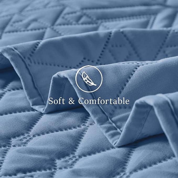 Akkialla King/Cal King Quilt Set, Boho Style in a Solid Color, Bluish Grey - Image 6