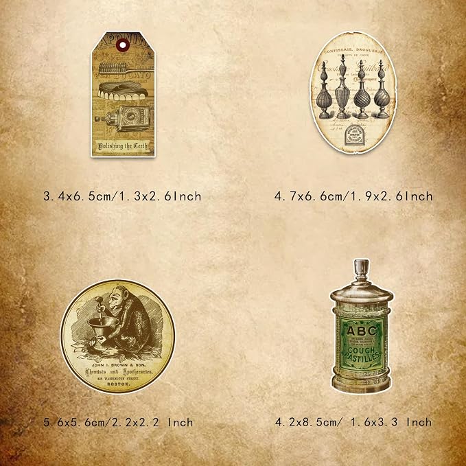 Prstincol 120 Pcs Vintage Apothecary Potion Label Stickers - Image 2