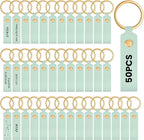 Wavyknot 50 Pcs PU Leather Keychain Blanks Bulk Laser Engraving Blanks Keychain by Wavyknot