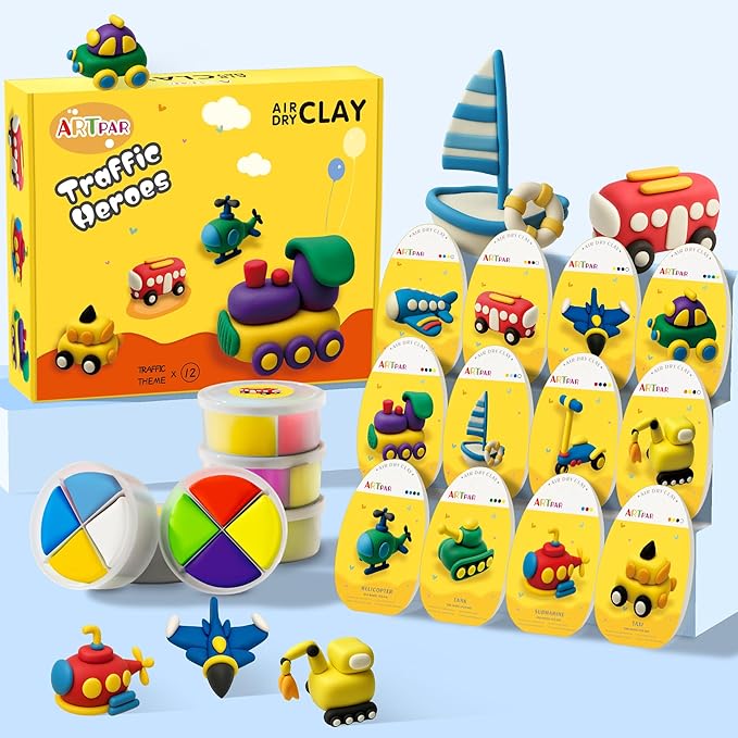 Artpar Air Dry Clay Kit, Modeling Magic Clay Traffic Set, Kids Crafts Gifts | by ARTPARWelcomesYou