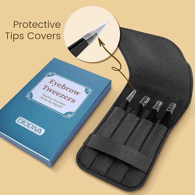 4-Pack Tweezers for Eyebrows Facial Hair, Ingrown Hair Removal, Tweezer Set - Image 7