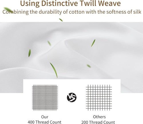 Bamboo Viscose Zippered Pillow Cases Standard Size Set of 2, 400 Thread Count - Image 2