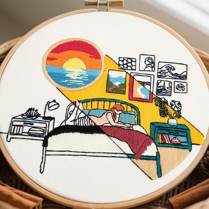 Embroidery Kits for Beginners Adults Sunrise Hand Embroidery Starter Kits - Image 2