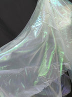 Aqua Blue Iridescent Organza Fabric - Image 3