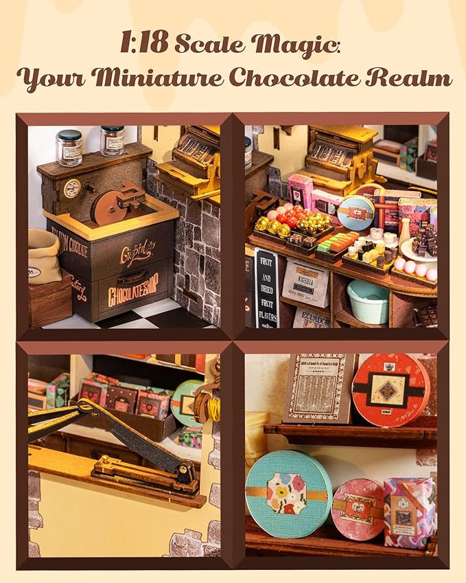 Rolife DIY Miniature House Kit Henry's Chocolate Shop 1:18 Scale Dollhouse - Image 3