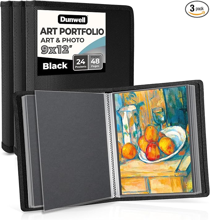Dunwell 9x12 Art Portfolio Binder, Includes Mounting Paper, Portfolio Binder by Dunwell