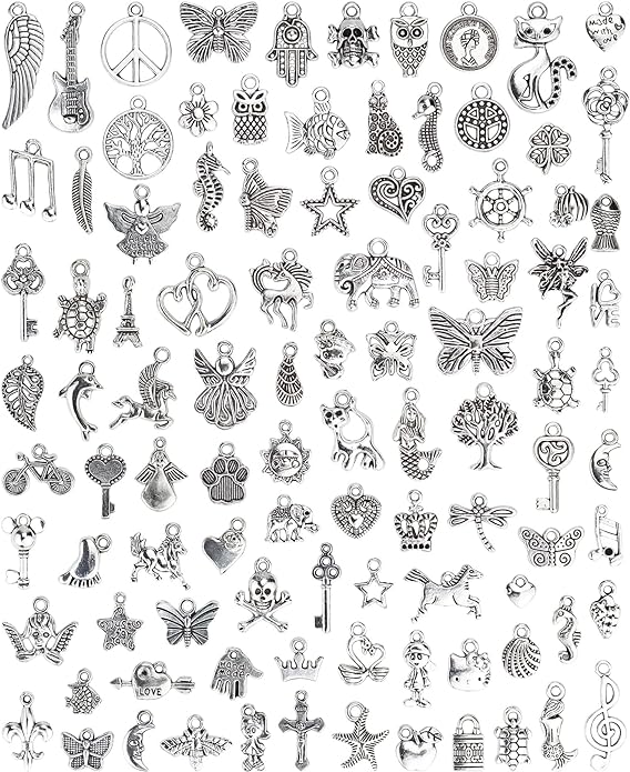 JIALEEY Wholesale Bulk Lots Jewelry Making Silver Charms Mixed Smooth Tibetan by JIALEEY