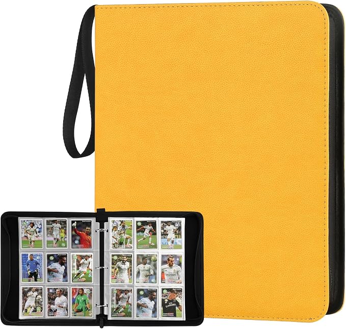 GERMUN 3 Ring 9 Pocket Zipper Card Binder, 720 Double Sided Standard PU Trading by GERMUN