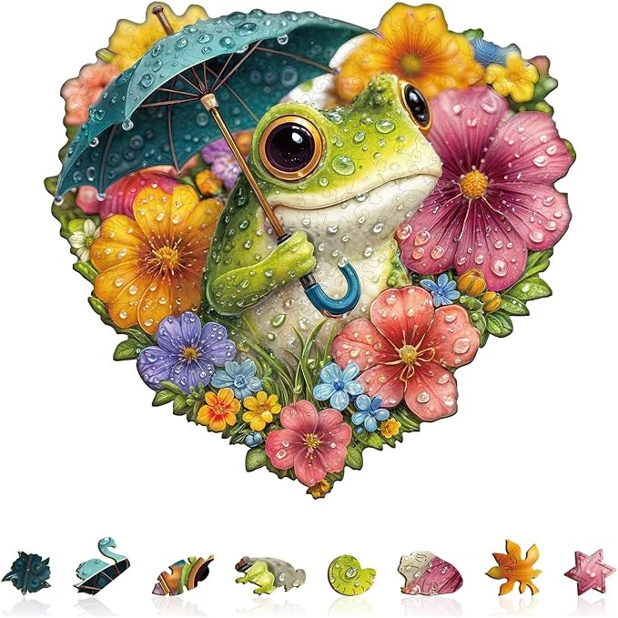 Rainy Bloom Frogs Puzzles Adults Gifts by Jollitot