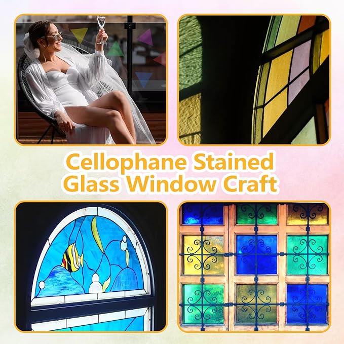 Colorful Plastic Paper, 160 Pieces Colored Transparency Sheets 7.5x7.5 In Craft - Image 4