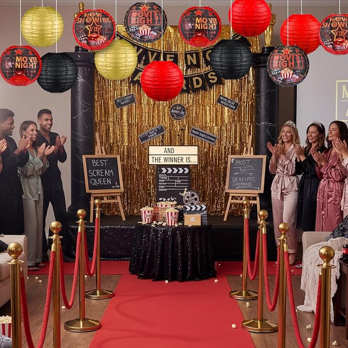 Panelee 12 Pcs Movie Night Party Decorations Theme Hanging Paper Lanterns - Image 6