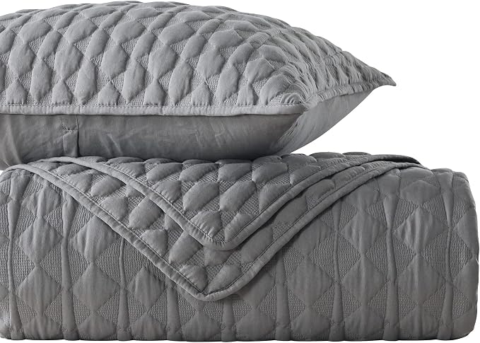 WDCOZY Dark Grey Quilt King Size Bedding Sets - Image 9