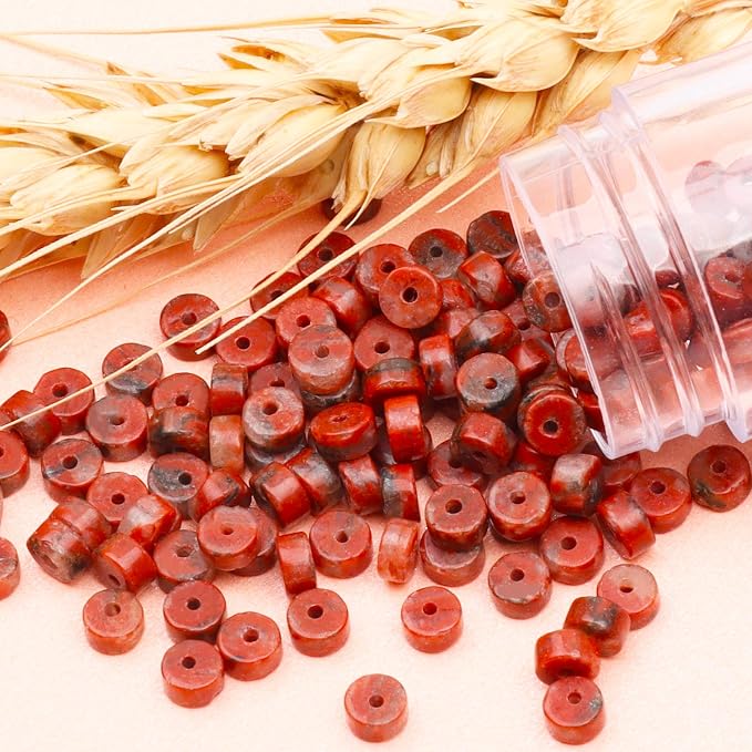 Natural Stone Heishi Beads for Necklace Making, 4 mm x 2 mm Small Flat Round - Image 7