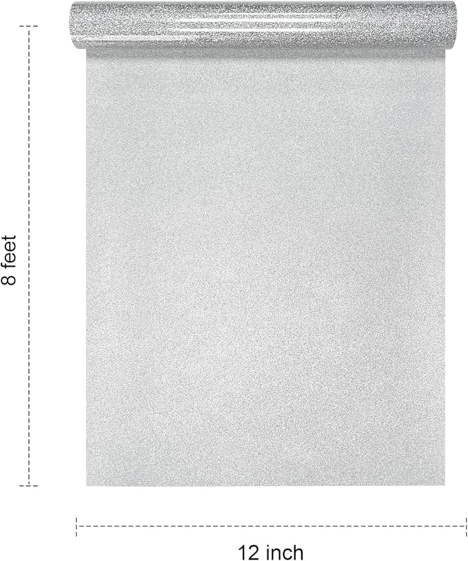 Silver Glitter HTV 12" x 8ft Heat Transfer Vinyl Iron-On Roll | Silver Glitter - Image 2