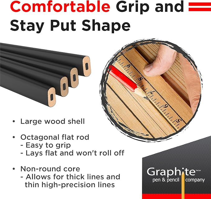 GRAPHITE Hard Lead Carpenter Pencils Bulk - Image 6