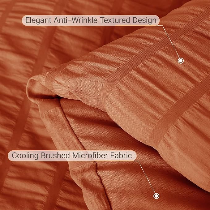 MUXHOMO 5 Pieces Twin Comforter Set, Seersucker Bed in a Bag Twin Size - Image 6