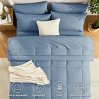 CozyLux Full Size Comforter Sets Dusty Blue, 7 Pieces Bed in a Bag, All Season - Image 2