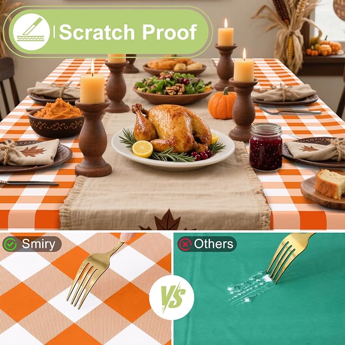 Smiry Rectangle Table Cloth, Waterproof Vinyl Tablecloth - Image 5