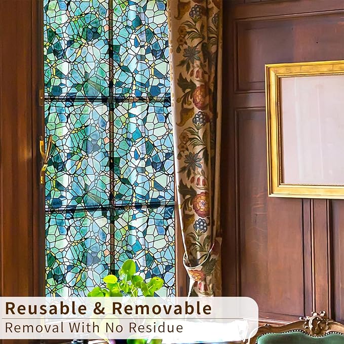 funlife Original Hand-Drawn Stained Glass Window Film, Reusable Double-Sided - Image 5