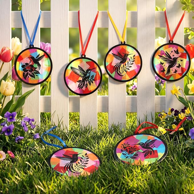 AmazingSpark 30 Pcs Mother's Day Hummingbird Suncatcher Craft Kits - Image 2