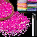 1500pcs 6mm Resin Rhinestones Bulk, Hot Pink AB Flatback Round Jelly by BELLEBOOST