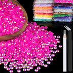 2500pcs 5mm Resin Rhinestones Bulk, Hot Pink AB Flatback Round Jelly by BELLEBOOST