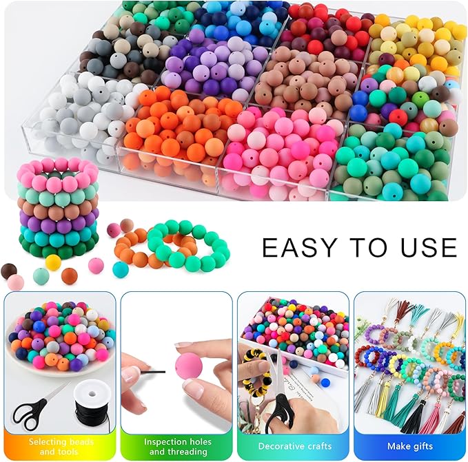 150Pcs Silicone Beads 15mm Mix Color, Bulk Silicone Beads 15mm - Image 4