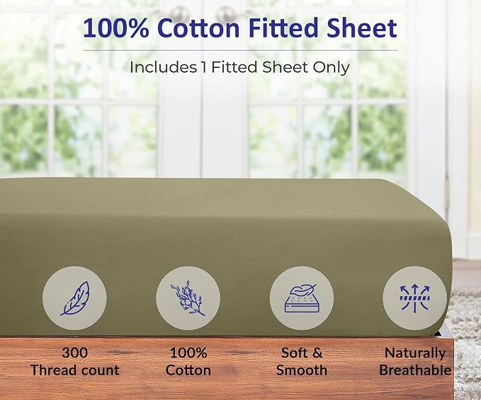ROYALE LINENS 300 Thread Count 100% Long Staple Combed Cotton Fitted Sheet Twin - Image 3