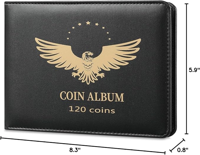 MUDOR 120 Pockets Coin Collection Book, PVC FREE Silver Dollar Coin Holder | - Image 9