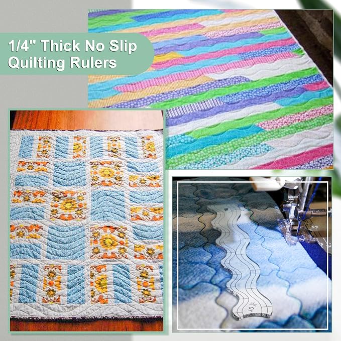 Kigley 2 Pcs Free Motion Quilting Templates Waves Acrylic Quilting Rulers - Image 4