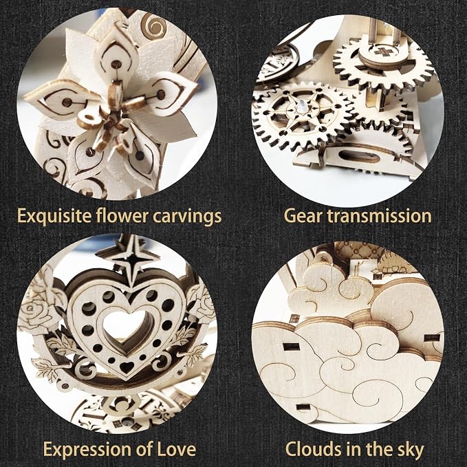 Wooden 3D Puzzle for Adults Mechanical Music Box Model Kits Wood DIY Crafts Kit - Image 4
