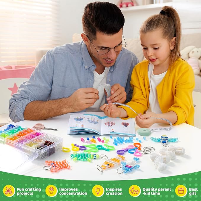 Pony Beads Kit for Keychain Making, Glow in the Dark Bead Pets for Kids - Image 4