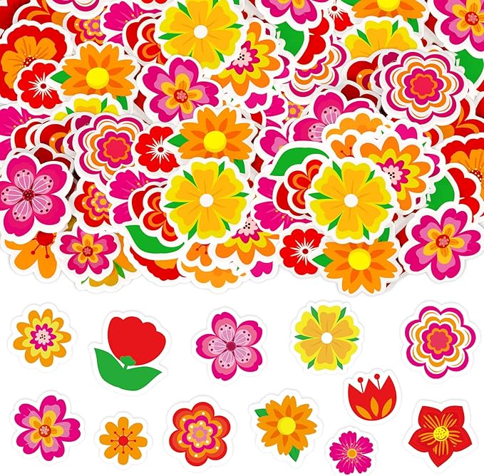 300Pcs Flower Foam Stickers, Self-Adhesive Spring Foam Stickers Colorful Flower by Bonieset