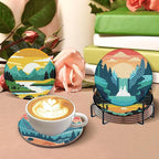 Clendo 8 Pcs Landscape Diamond Art Coasters Kit - Image 6