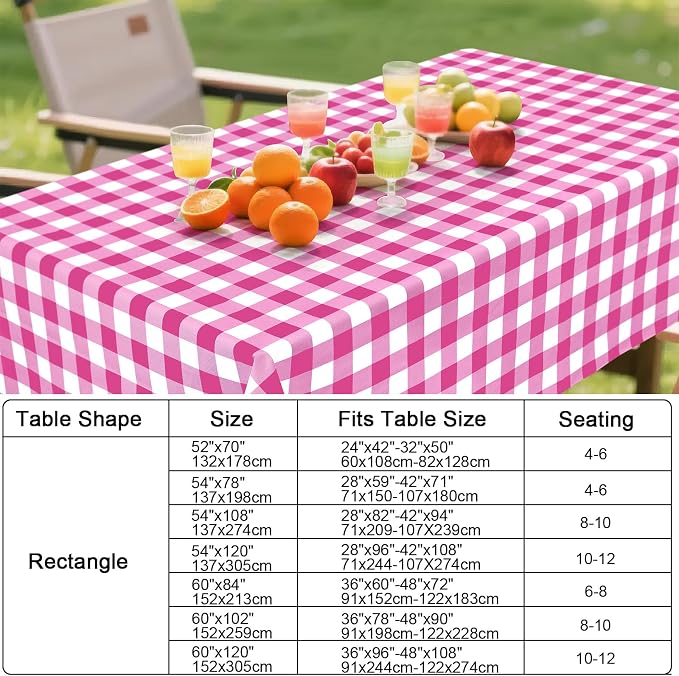 Smiry Rectangle Table Cloth, Waterproof Vinyl Tablecloth - Image 7