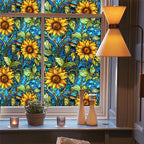 Sunflower Stained Glass Window Film, Non Adhesive Privacy Film, Stained Glass - Image 5