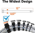250lb Black Zip Ties Heavy Duty 12 Inch Outdoor, Extra Large Cable Tie Wraps - Image 2